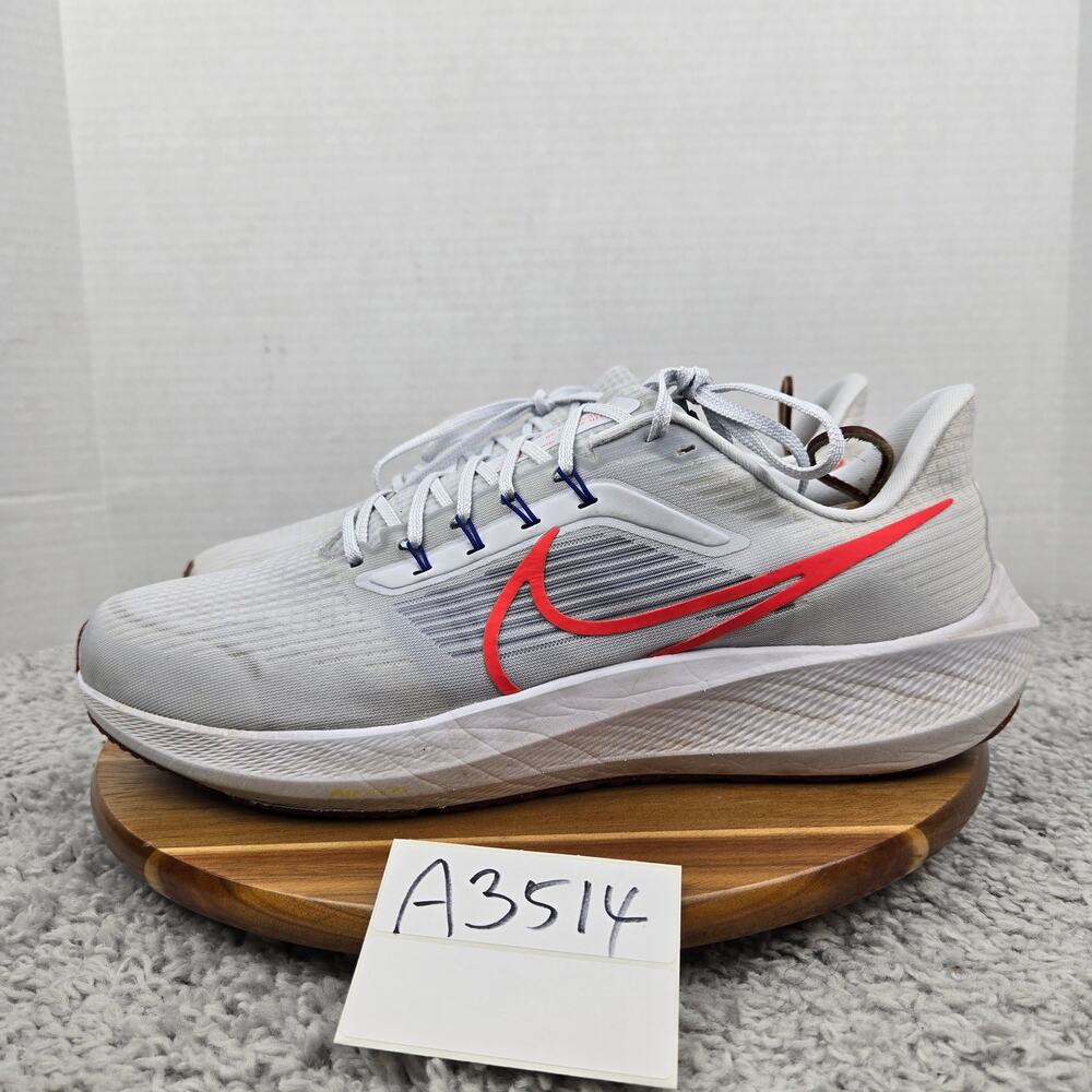 Nike Mens 14 Air Zoom Pegasus 39 Grey Bright Crimson Gym Running Shoe DH4071-007